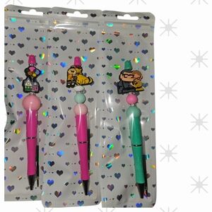 Cute Pink and Green Pens with Fun Toppers